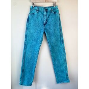 Vintage Wrangler Womens 80s Teal Acid Wash Straight Leg Jeans 13x34 13MOTG USA